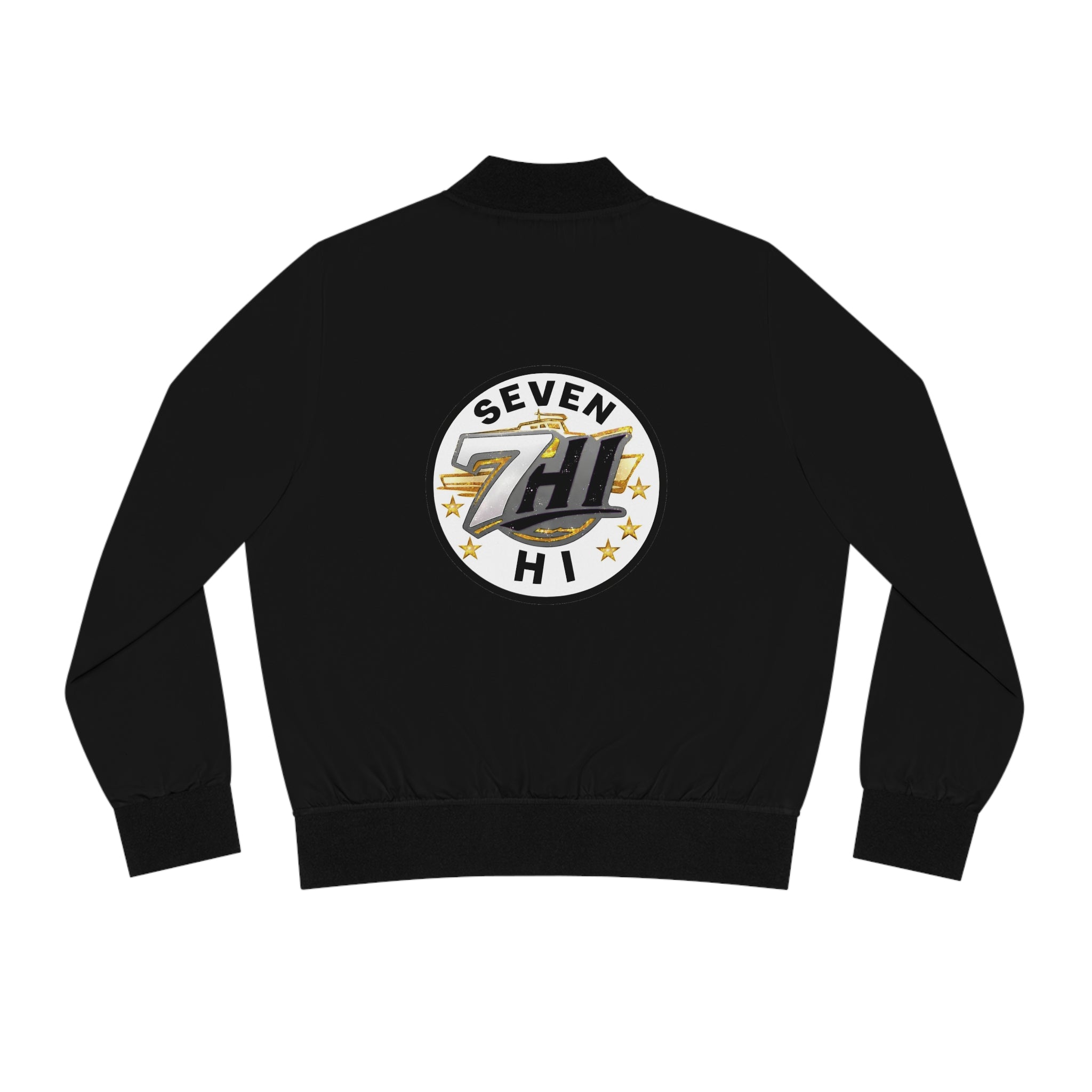 Seven Hi Logo Bomber Jacket — Women's Black Graphic Bomber