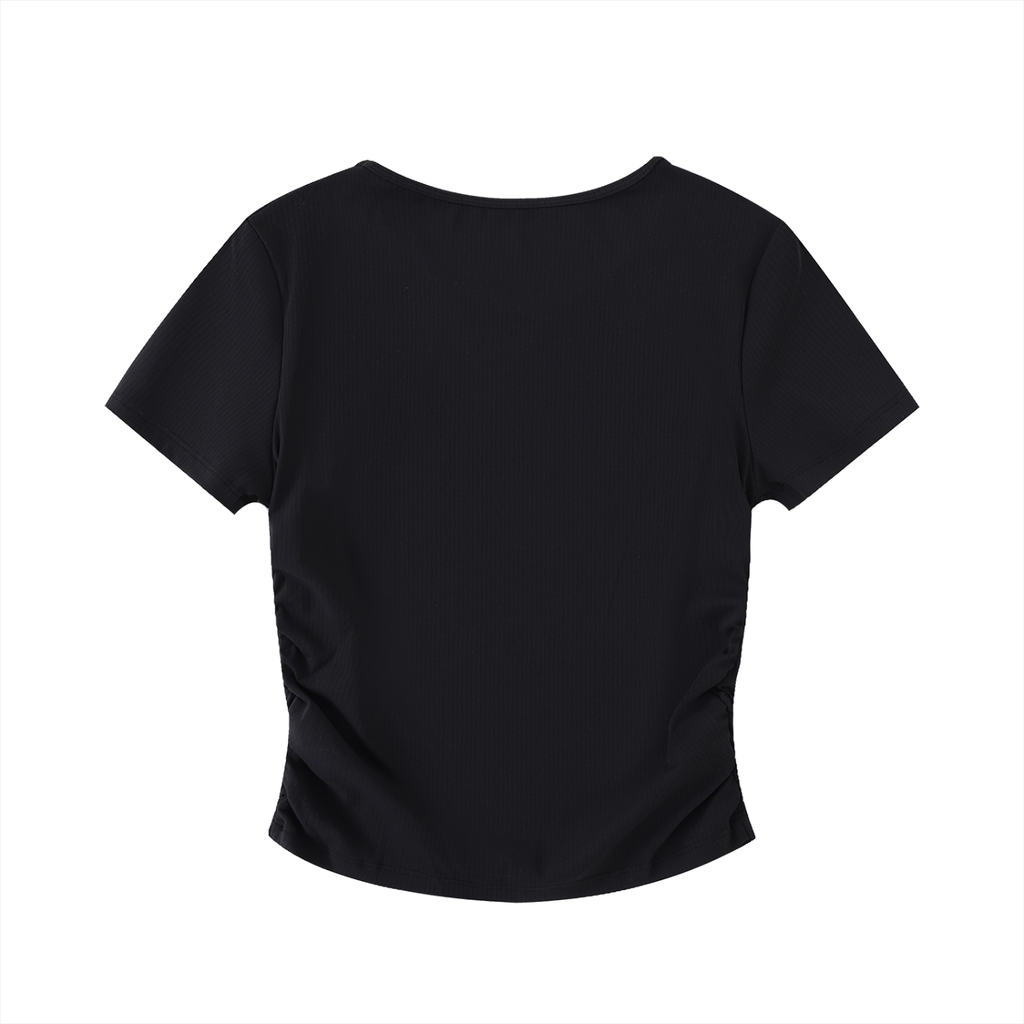 Ruched Bodycon Crop Top (Black)