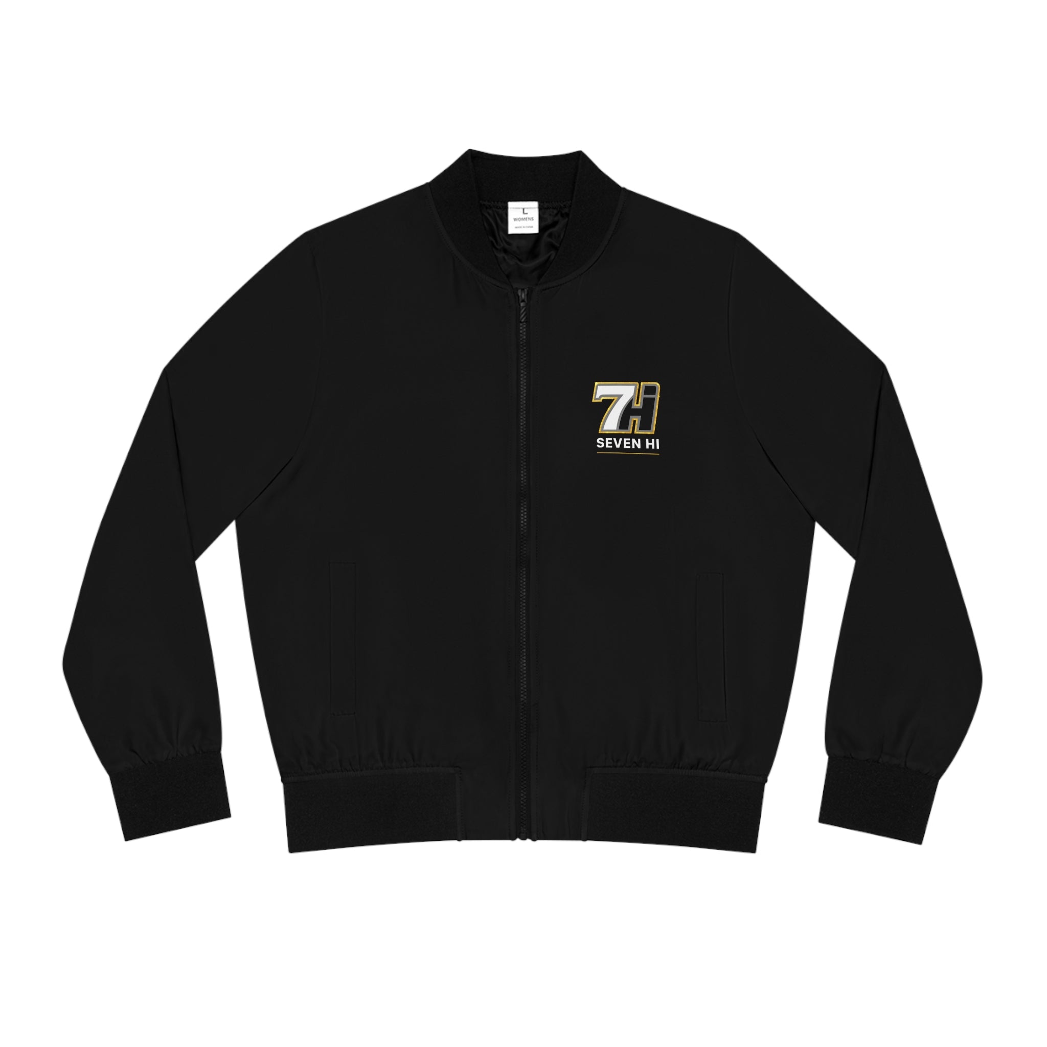 Seven Hi Logo Bomber Jacket — Women's Black Graphic Bomber