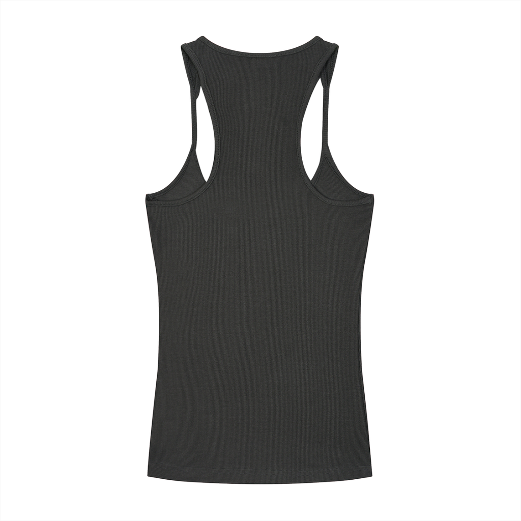 Slim Fit Ribbed Racerback Tank Top (Dark)