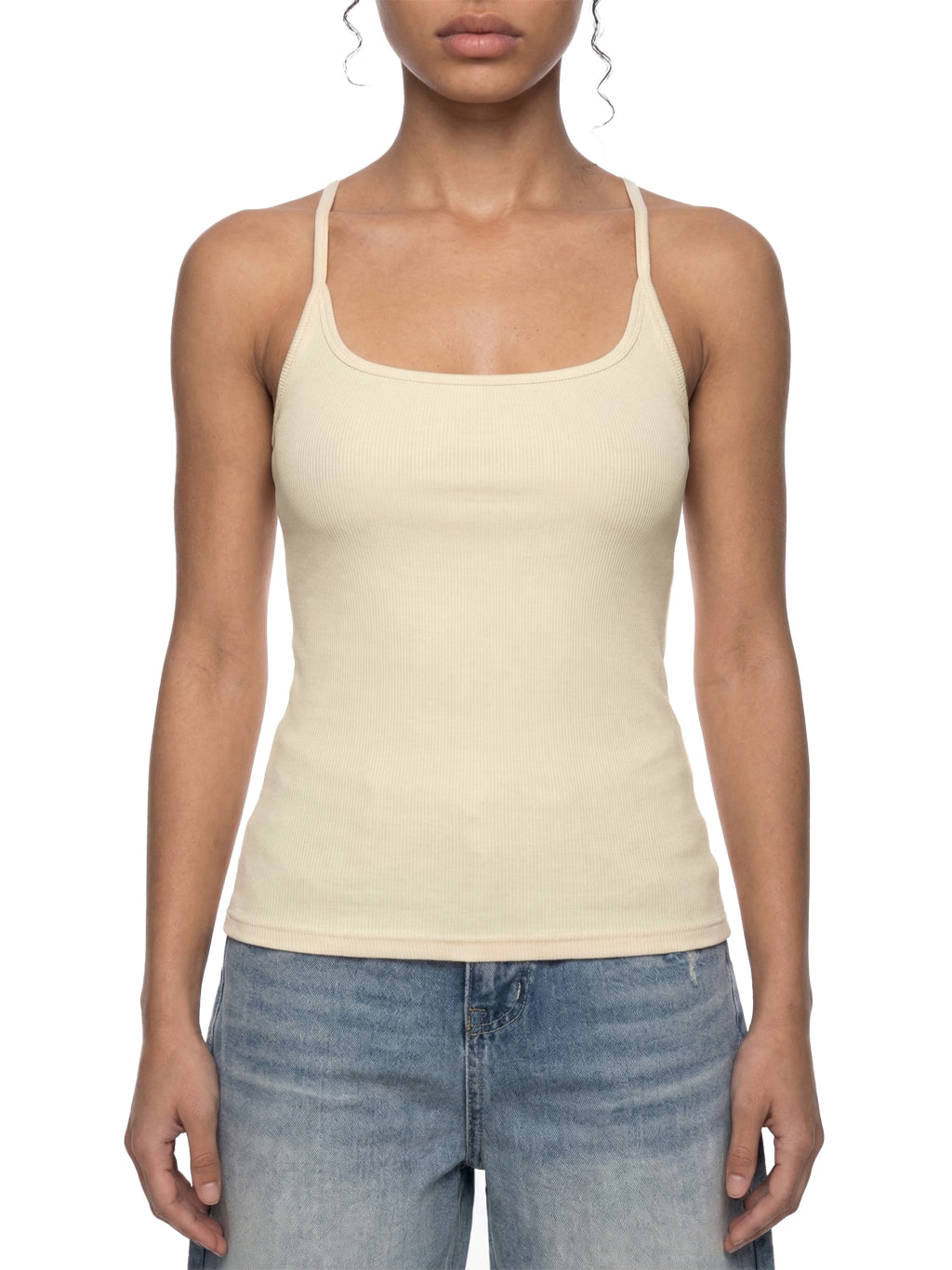 Slim Fit Ribbed Racerback Tank Top (Light)