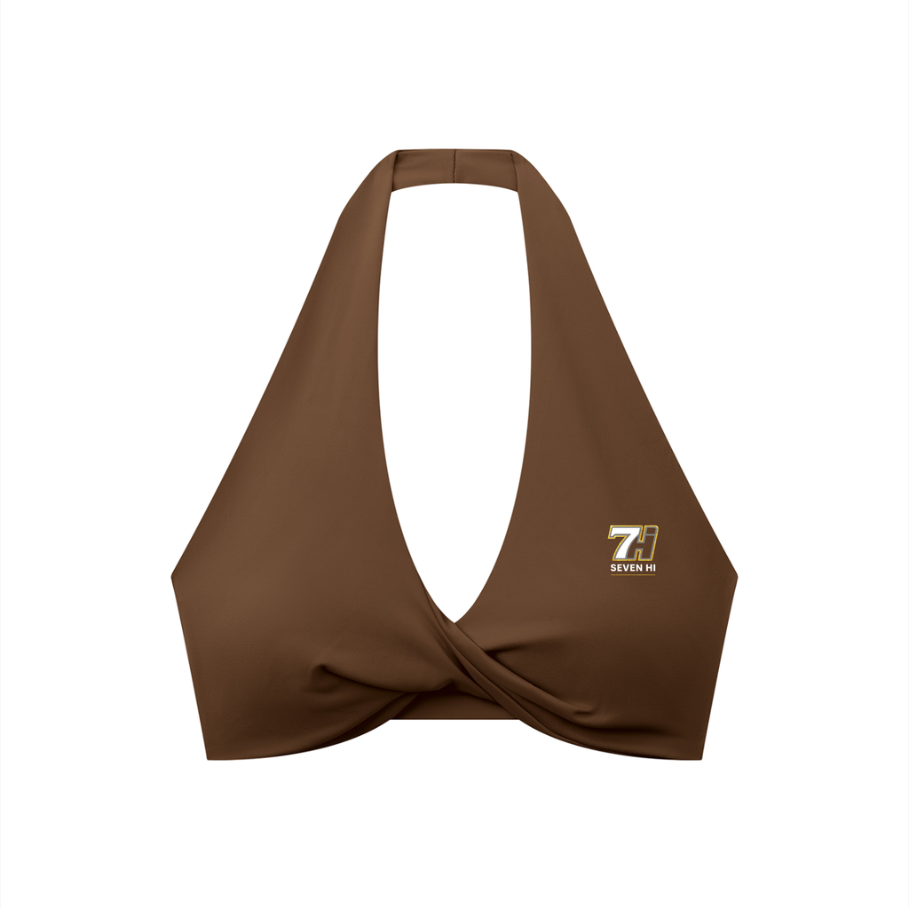 Women's Pleated Halter Sports Bra (Dark)