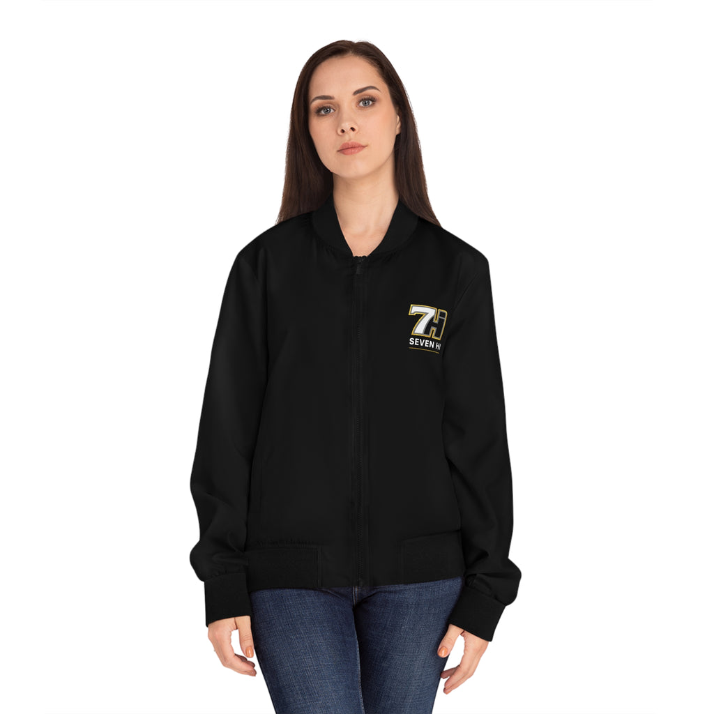 Seven Hi Logo Bomber Jacket — Women's Black Graphic Bomber