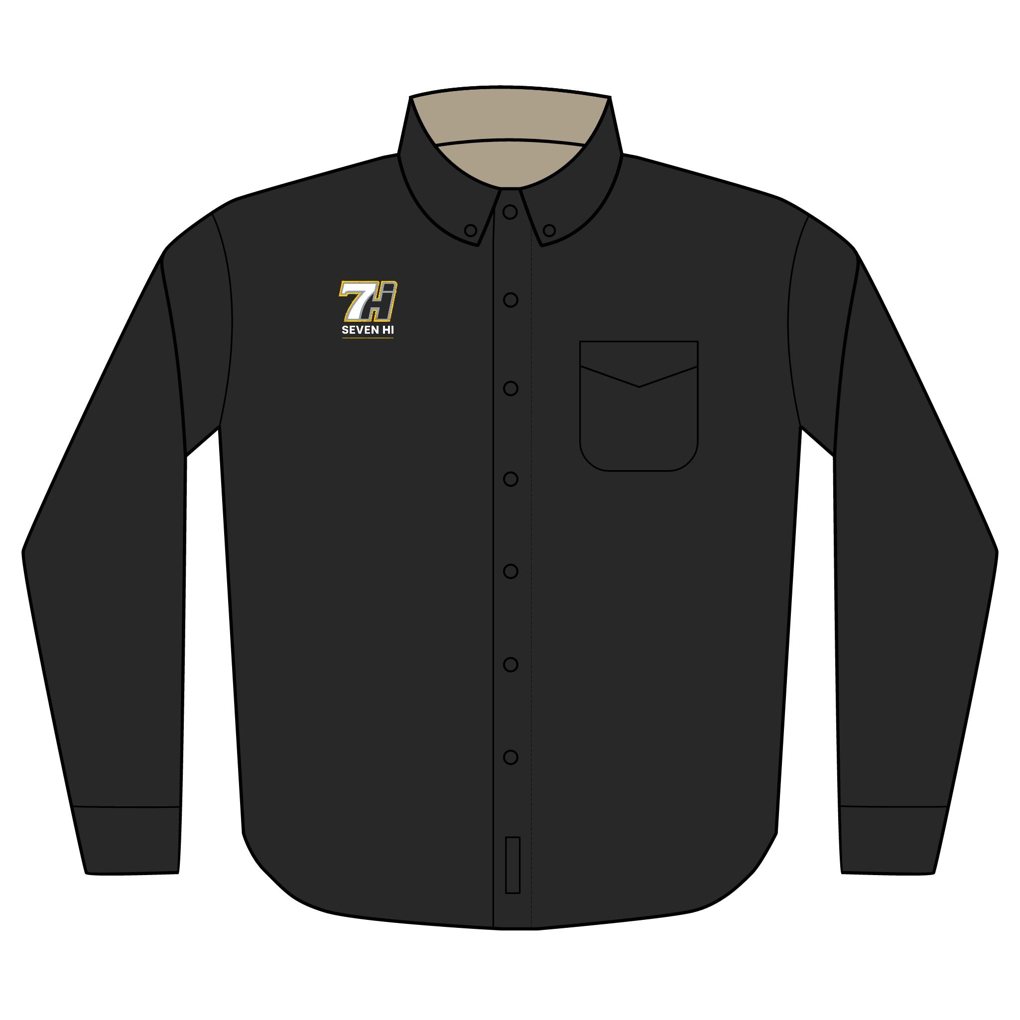 Embroidered Long Sleeve Work Shirt (Dark)