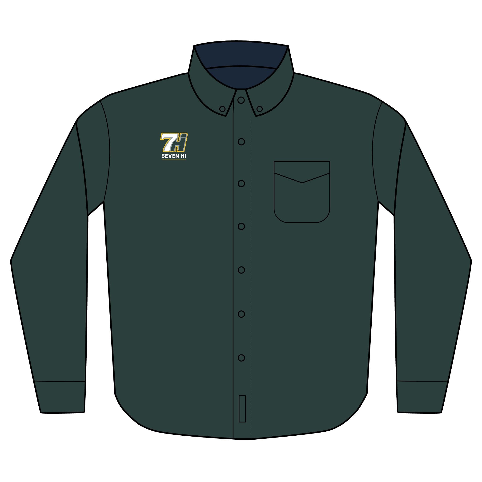 Embroidered Long Sleeve Work Shirt (Dark)