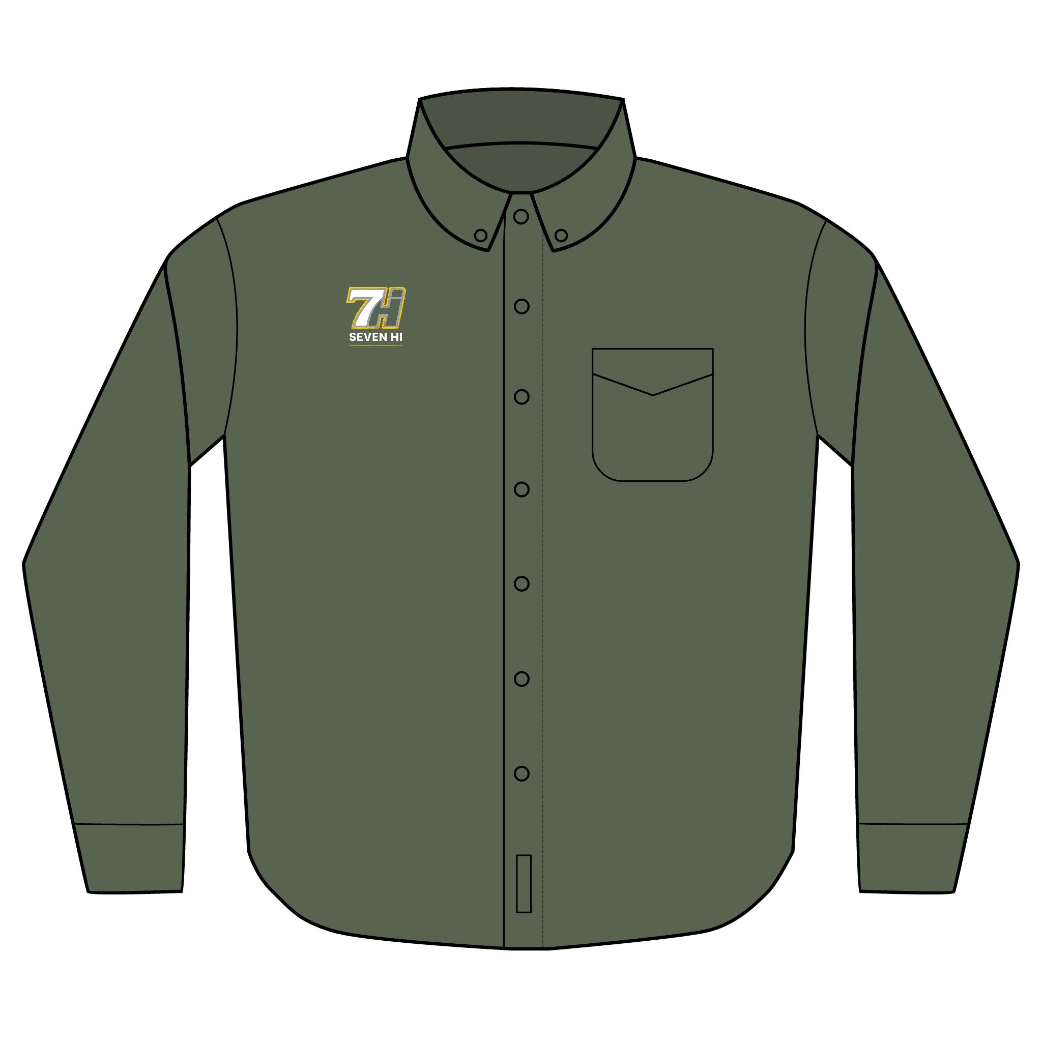 Embroidered Long Sleeve Work Shirt (Dark)