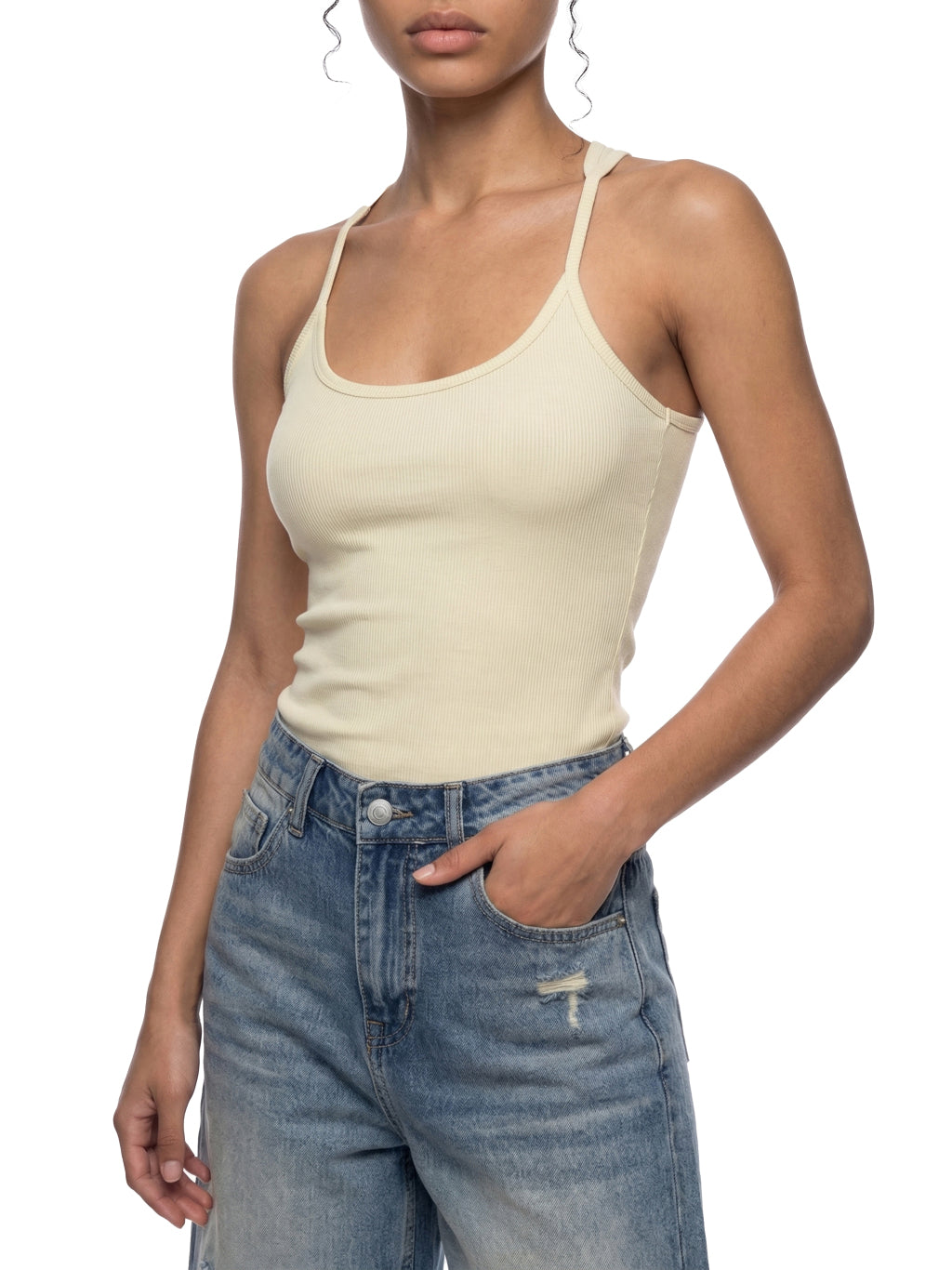 Slim Fit Ribbed Racerback Tank Top (Light)