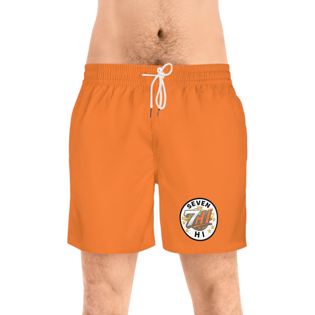 Men's Mid-Length Swim Shorts (Orange)