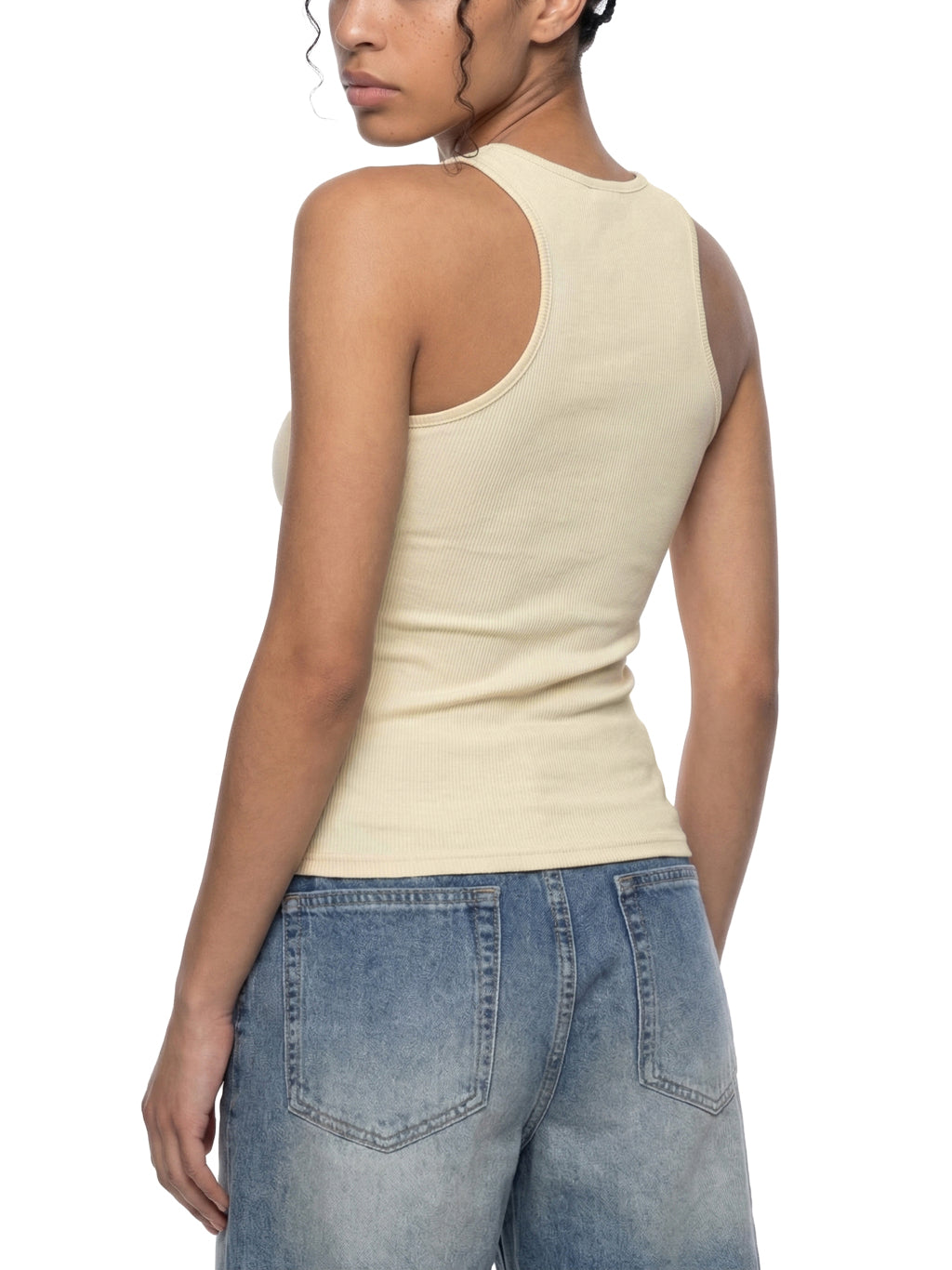 Slim Fit Ribbed Racerback Tank Top (Light)
