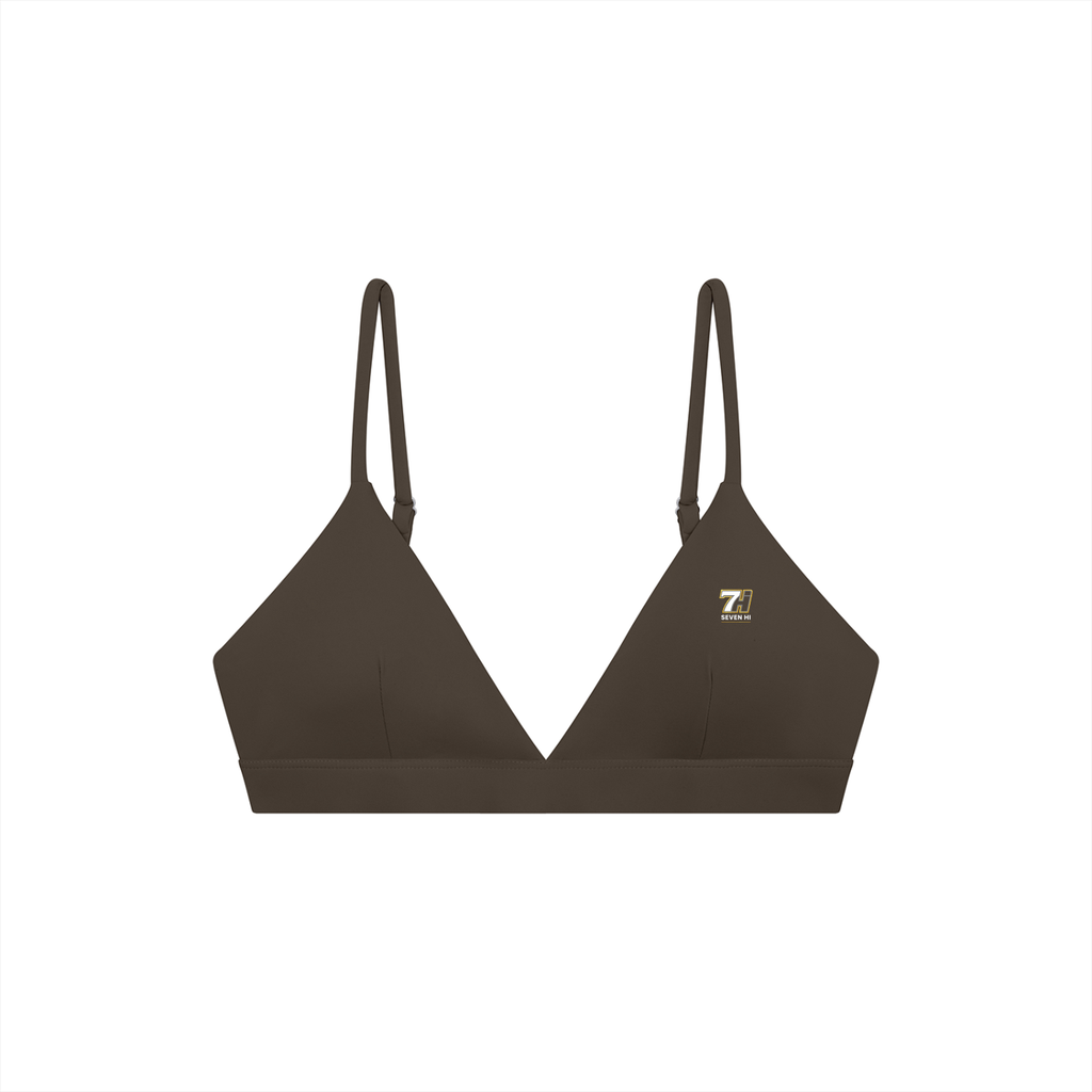 Women’s Cropped V-Neck Sports Bra (Brown)