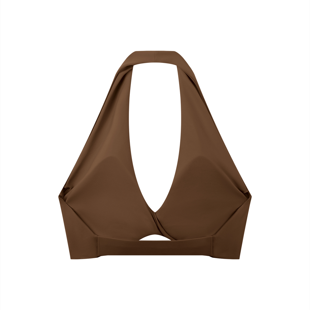 Women's Pleated Halter Sports Bra (Dark)