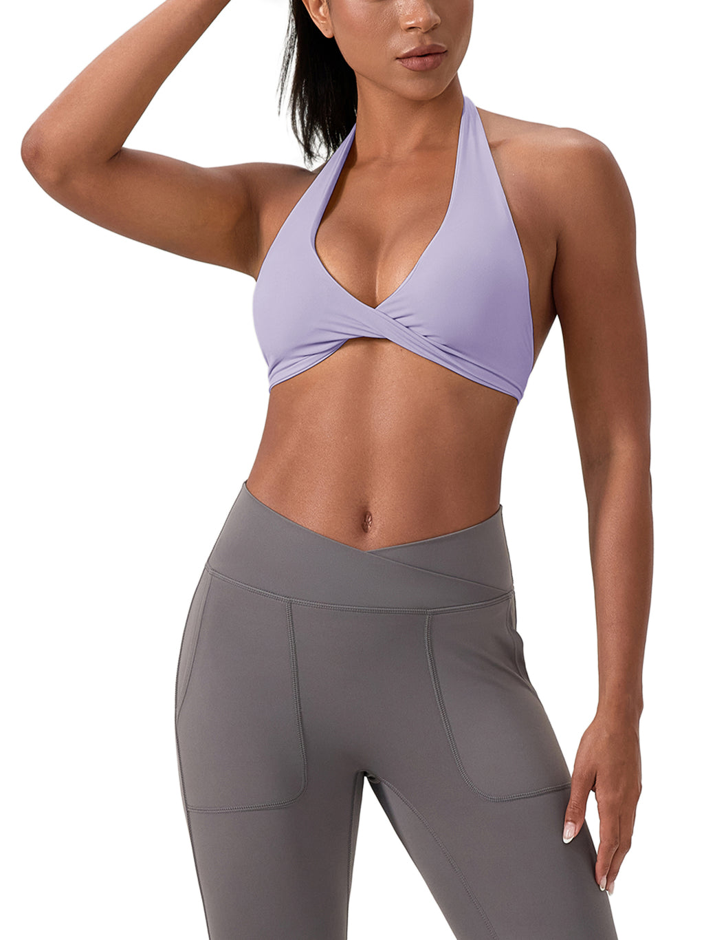 Women's Pleated Halter Sports Bra (Light)