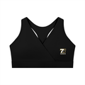 Women's Crossover V-Neck Sports Bra (Black)