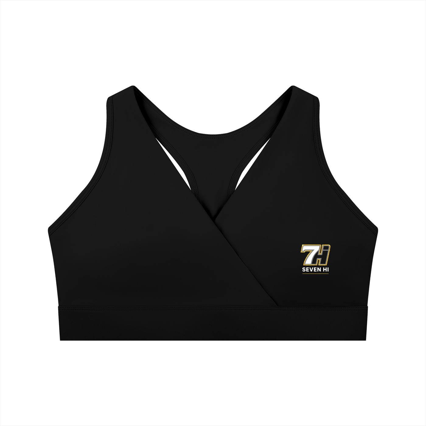 Women's Crossover V-Neck Sports Bra (Black)