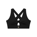 Women's Twist Front V-Neck Sports Bra (Black)