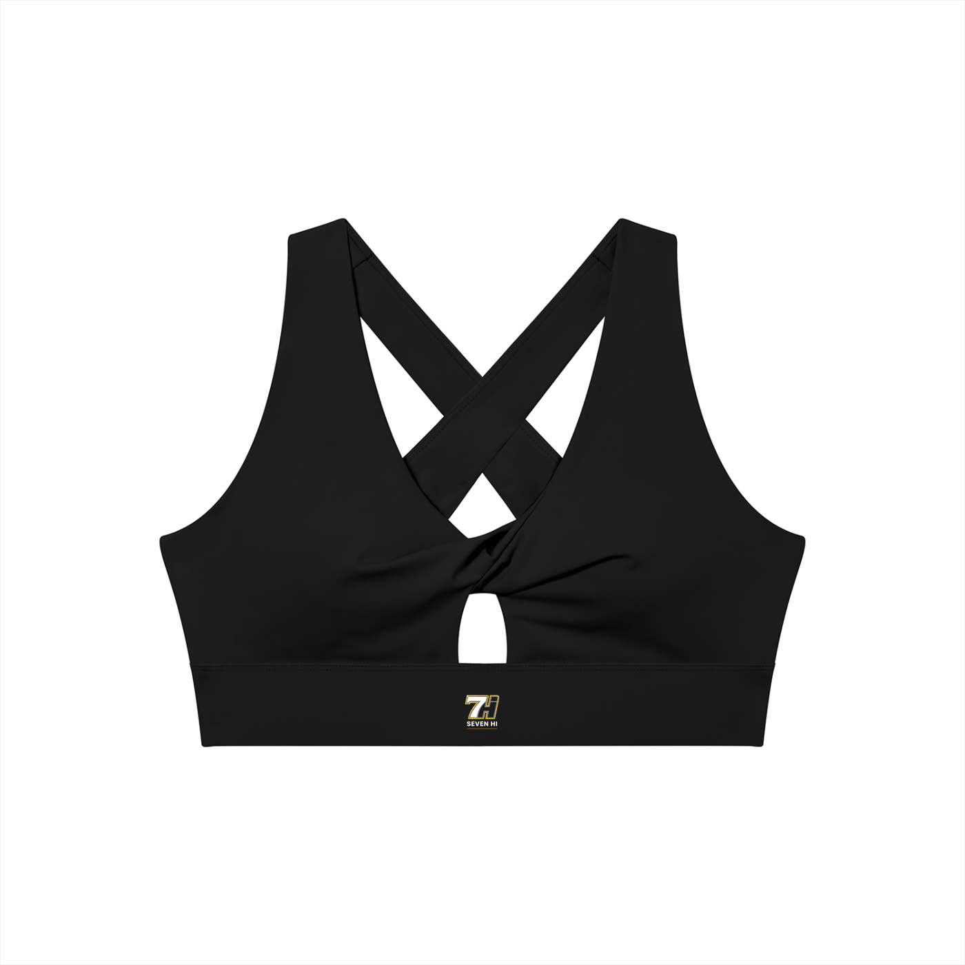 Women's Twist Front V-Neck Sports Bra (Black)